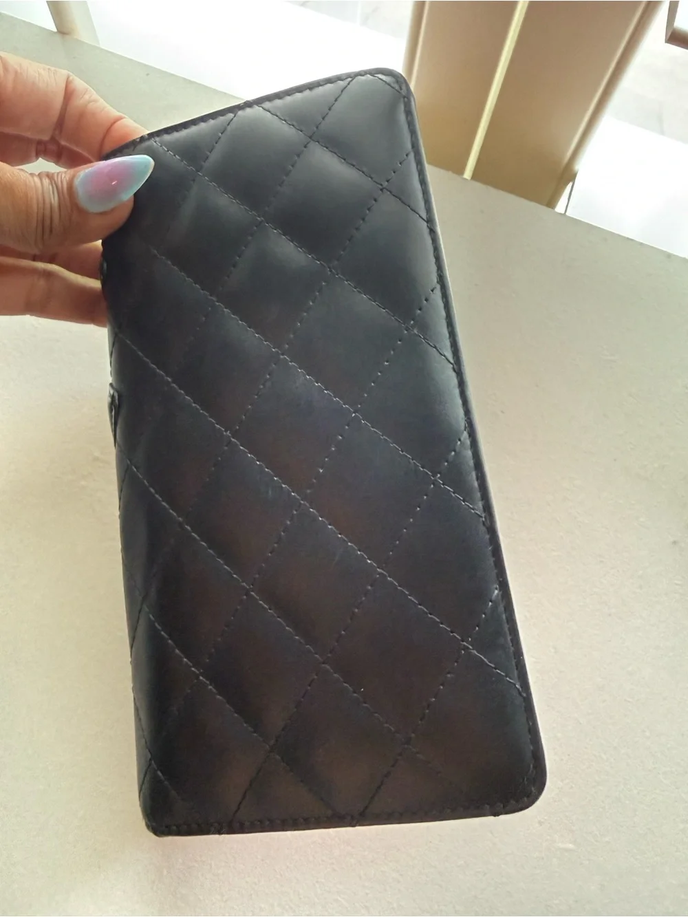 CHANEL Black Quilted Patent CC Phone Case